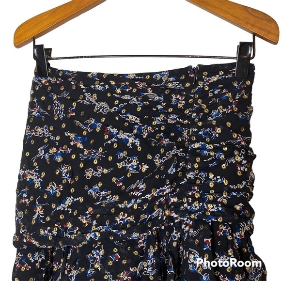 VERONICA BEARD Cella Silk Midi Skirt Floral Metallic - Picture 6 of 9